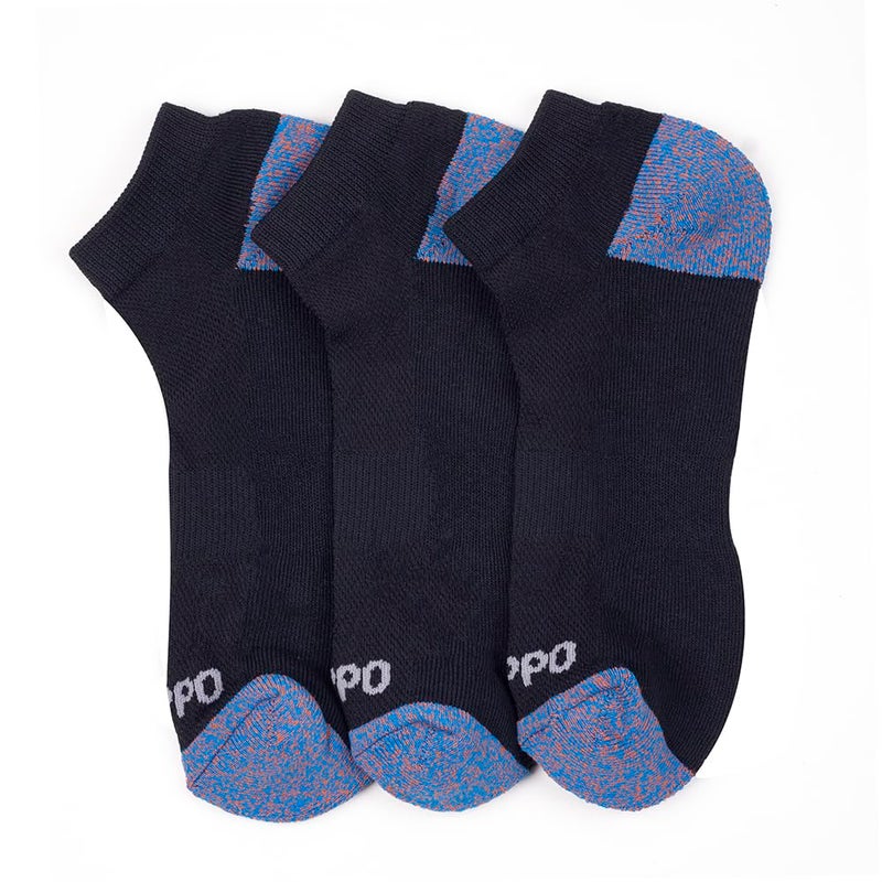 Oddball Men's Performance No-Show Socks â€“ XXL Size 15â€“18 â€“ 3-Pack Coolmax Padded Athletic Socks for Big Feet Comfort, Black - Image 2